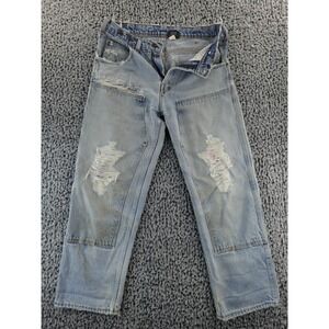Prison Blues Distressed With Holes PRSN BLU Work Jeans Denim Mens 33